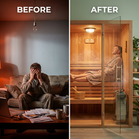 Charleston 4-Person Indoor Traditional Sauna Double Bench — Before & After