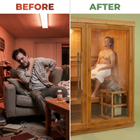 Charleston 4-Person Indoor Traditional Sauna Double Bench — Before & After