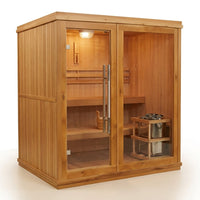 Charleston 4-Person Indoor Traditional Sauna Double Bench — Studio Shot