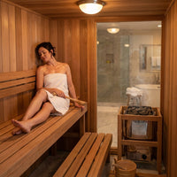 Charleston 4-Person Indoor Traditional Sauna Double Bench — Lifestyle