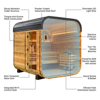 Lennon 6-Person Outdoor Cedar Traditional Wet/Dry Cube Sauna with 9Kw Electric Heater, Wi-Fi Control, LED Lights — How It Works